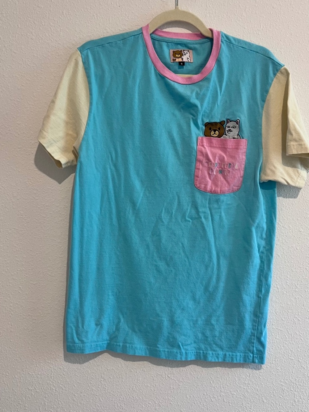 RipNDip Teddy Fresh Pocket Tee Bear & Lord Nermal Colorblock T-Shirt Small